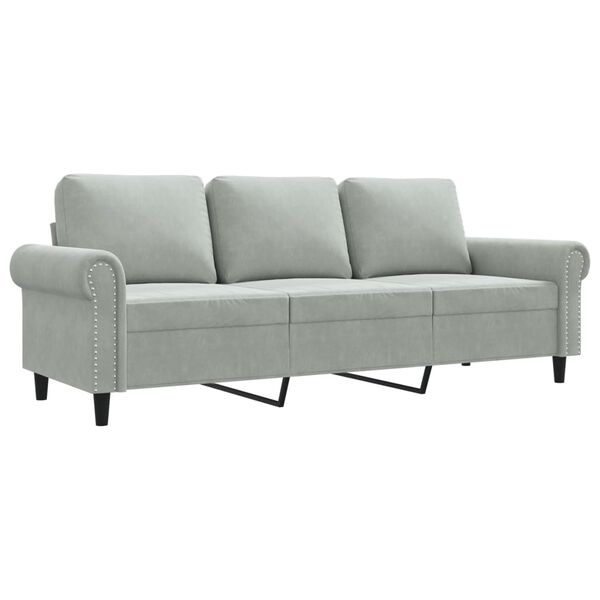 vidaXL 3-Sitzer-Sofa Hellgrau 180 cm Samt