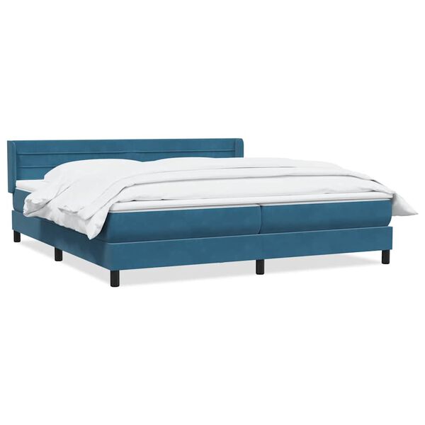 vidaXL Boxspringbett mit Matratze Dunkelblau 180x210 cm Samt