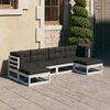 vidaXL 6-tlg. Garten-Lounge-Set mit Kissen Wei&szlig; Massivholz Kiefer