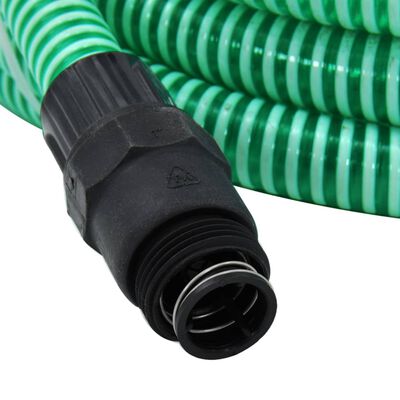 vidaXL Saugschlauch mit PVC-Anschlüssen Grün 1" 10 m PVC