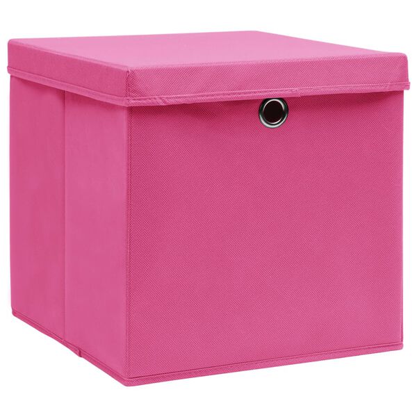 vidaXL Aufbewahrungsboxen mit Deckeln 10 Stk. Rosa 32x32x32 cm Stoff