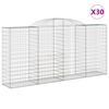 vidaXL Gabionen mit Hochbogen 30 Stk 300x50x140/160cm Verzinktes Eisen