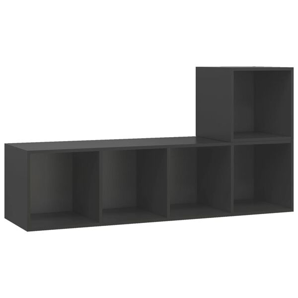 vidaXL 2-tlg. TV-Schrank-Set Grau Holzwerkstoff