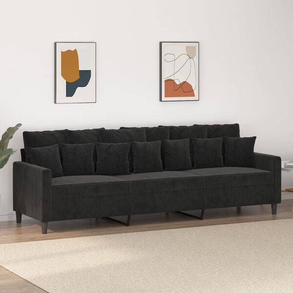 vidaXL 3-Sitzer-Sofa Schwarz 210 cm Samt