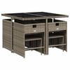 vidaXL 9-tlg. Garten-Essgruppe mit Kissen Grau Poly Rattan