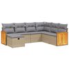 vidaXL 7-tlg. Garten-Sofagarnitur mit Kissen Beige Poly Rattan