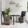 vidaXL Garten Essgruppe mit Kissen 3 pcs Grau Poly-Rattan