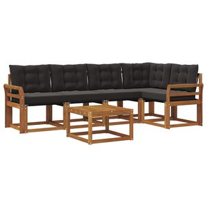 vidaXL Outdoor-Sofagarnitur mit Kissen 6 pcs Nat&uuml;rlich und Schwarz