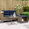vidaXL 3-teiliges Gartensofa-Set mit Kissen, grau, Polyrattan