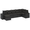 vidaXL 7-tlg. Garten-Sofagarnitur mit Kissen Schwarz Poly Rattan