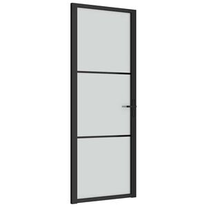vidaXL Innent&uuml;r 76x201,5 cm Schwarz Mattglas und Aluminium