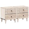 vidaXL Nachttisch 2 stk. Wei&szlig; 40 x 33,5 x 46 cm Massivholz Mango