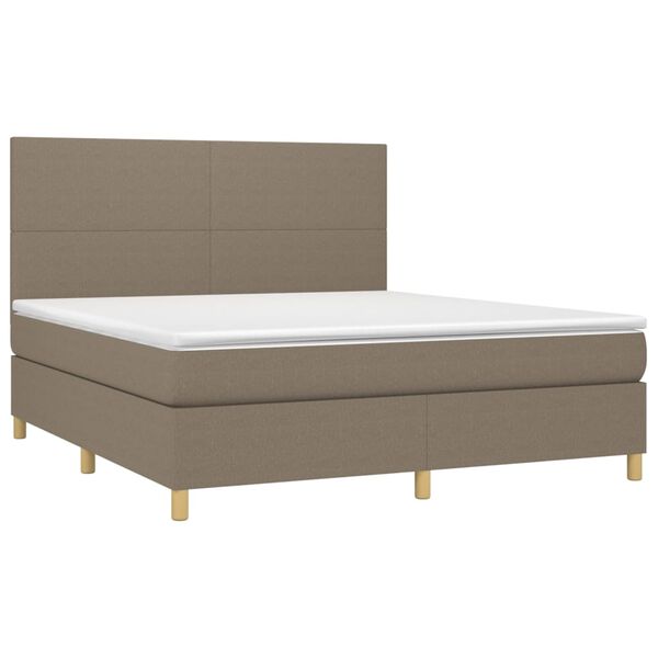 vidaXL Boxspringbett mit Matratze & LED Taupe 160x200 cm Stoff