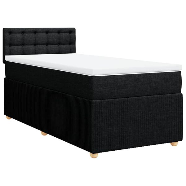vidaXL Boxspringbett mit Matratze Schwarz 90x200 cm Stoff