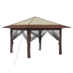 vidaXL Gazebo mit 4 Seitenw&auml;nden 3,3 x 3,3 m Creme und Braun