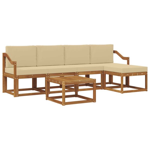 vidaXL Outdoor-Sofagarnitur 6 pcs Natur und Beige Massivholz Akazie