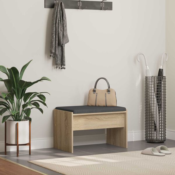 vidaXL Flurbank mit Kissen Sonoma-Eiche 63 x 38 x 40 cm