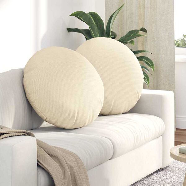 vidaXL Sitzkissen 2 pcs Creme &Oslash; 80 cm Cordstoff