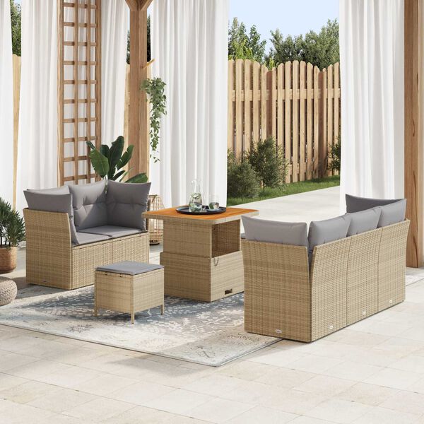 vidaXL Garten-Sofa-Set 8 pcs Beige Poly-Rattan