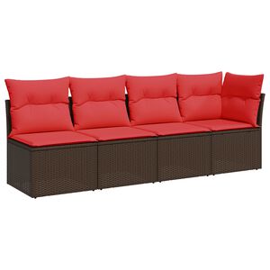 vidaXL | Garten-Sofa | mit Kissen Braun 227 x 62 x 69 cm Poly-Rattan