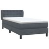 vidaXL Boxspringbett mit Matratze Dunkelgrau 100x220 cm Samt