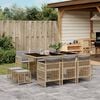 vidaXL 11-tlg. Garten-Essgruppe mit Kissen Beigemischung Poly Rattan