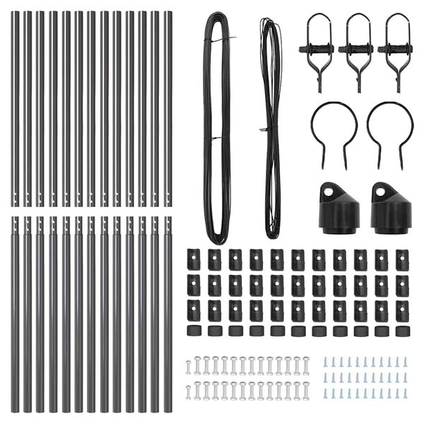 vidaXL Zaunpfosten 13 pcs Grau Ø32mm 150 cm Verzinkter Stahl