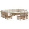 vidaXL Outdoor-Sofagarnitur 11 pcs Nat&uuml;rlich und Cremwei&szlig; Polyester