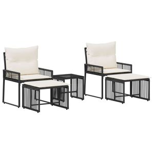 vidaXL Gartenm&ouml;bel Set 11 pcs Schwarz und Cremewei&szlig; Poly-Rattan