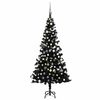 vidaXL K&uuml;nstlicher Weihnachtsbaum Beleuchtung & Kugeln Schwarz 150 cm