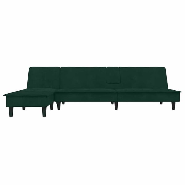 vidaXL Schlafsofa in L-Form Dunkelgr&uuml;n 255x140x70 cm Samt