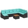 vidaXL Gartensofa-set mit Kissen 9 pcs Schwarz Poly-Rattan