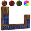 vidaXL 4-tlg. Wohnwand mit LED-Beleuchtung R&auml;uchereiche Holzwerkstoff