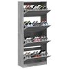 vidaXL Schuhschrank mit 4 Klappen Grau Sonoma 80x34x187,5 cm