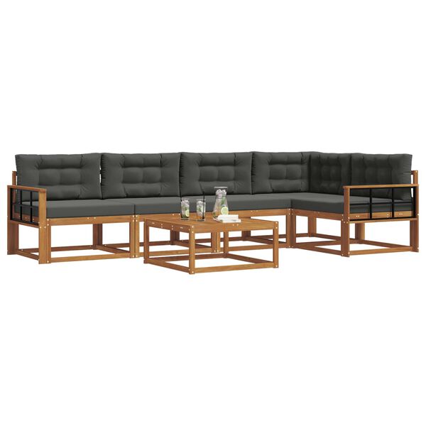 vidaXL Outdoor-Sofagarnitur mit Kissen 6 pcs Natur und Anthrazit