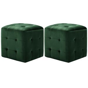 vidaXL Pouf 2 Stk. Gr&uuml;n 30x30x30 cm Samtstoff