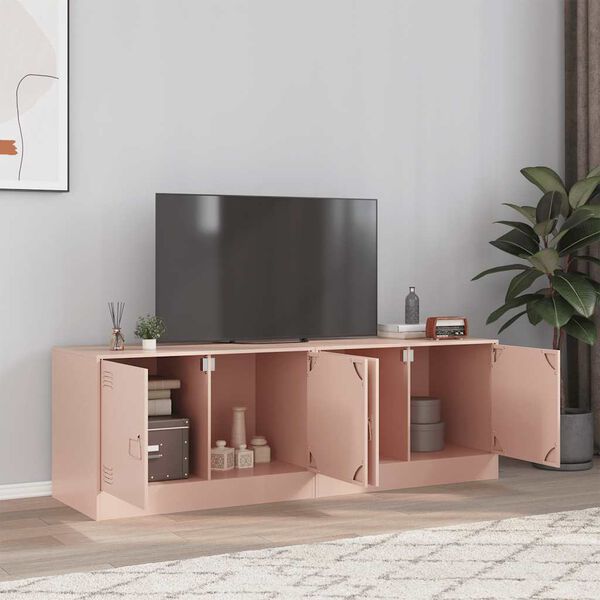 vidaXL TV-Schr&auml;nke 2 Stk. Rosa 67x39x44 cm Stahl