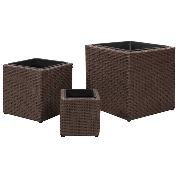 vidaXL Garten-Hochbeet 3-tlg. Poly Rattan Braun