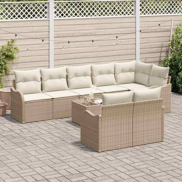 vidaXL Gartensofa-set 9 pcs Beige Poly-Rattan