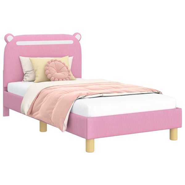 vidaXL Kinderbettgestell mit Kopfteil Rosa 80 x 160 cm Stoff