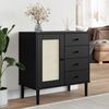 vidaXL Sideboard SENJA Rattan-Optik Schwarz 80x40x80 cm Kiefernholz