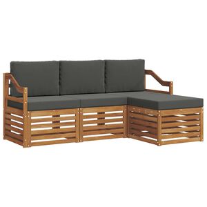 vidaXL Outdoor-Sofagarnitur mit Kissen 4 pcs Natur und Anthrazit