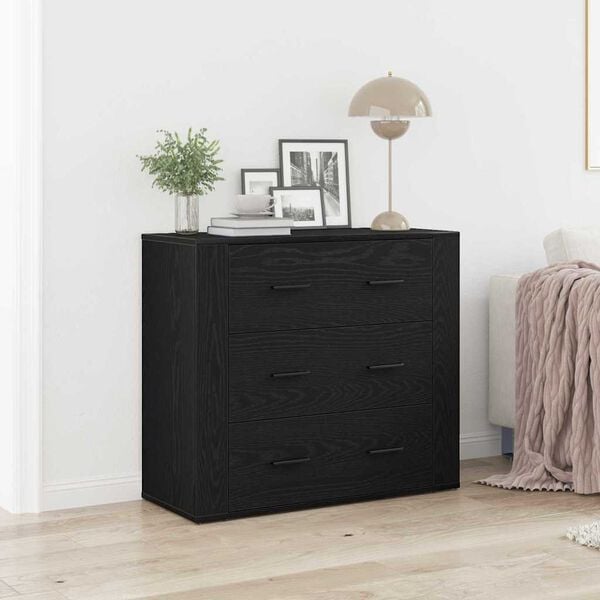 vidaXL Sideboard Schwarz Eichen-Optik 80 x 33 x 70 cm Holzwerkstoff
