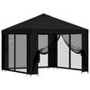 vidaXL Garten Pavillon mit Seitenw&auml;nden 3 x 3 m Schwarz