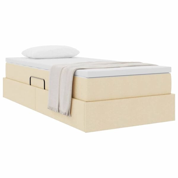 vidaXL Aufbewahrungsbett mit Matratze Creme 90 x 190 cm Polyester