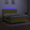 vidaXL Boxspringbett mit Matratze & LED Gr&uuml;n 180x200 cm Stoff
