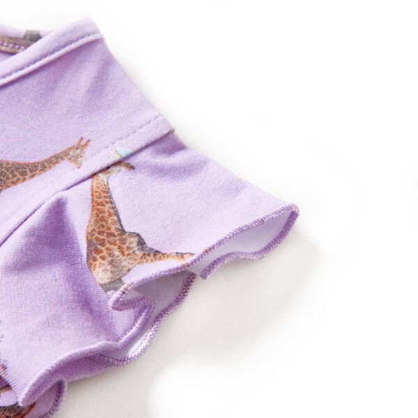 Kinderkleid mit R&uuml;schen&auml;rmeln und Taillenband Lila 128