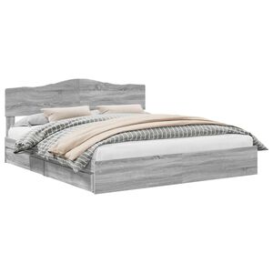 vidaXL Bettrahmen Graues Sonoma 200 x 200 cm Massives Kiefernholz