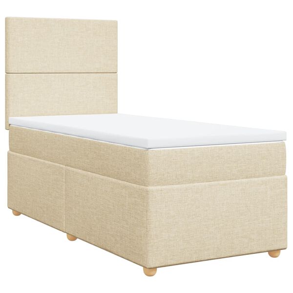 vidaXL Boxspringbett mit Matratze Creme 90x200 cm Stoff