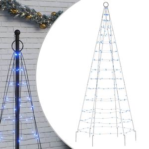 vidaXL LED-Weihnachtsbaum f&uuml;r Fahnenmast 200 LEDs Blau 180 cm